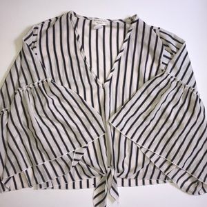 3/$25 Black Striped Bell Sleeved Top Large